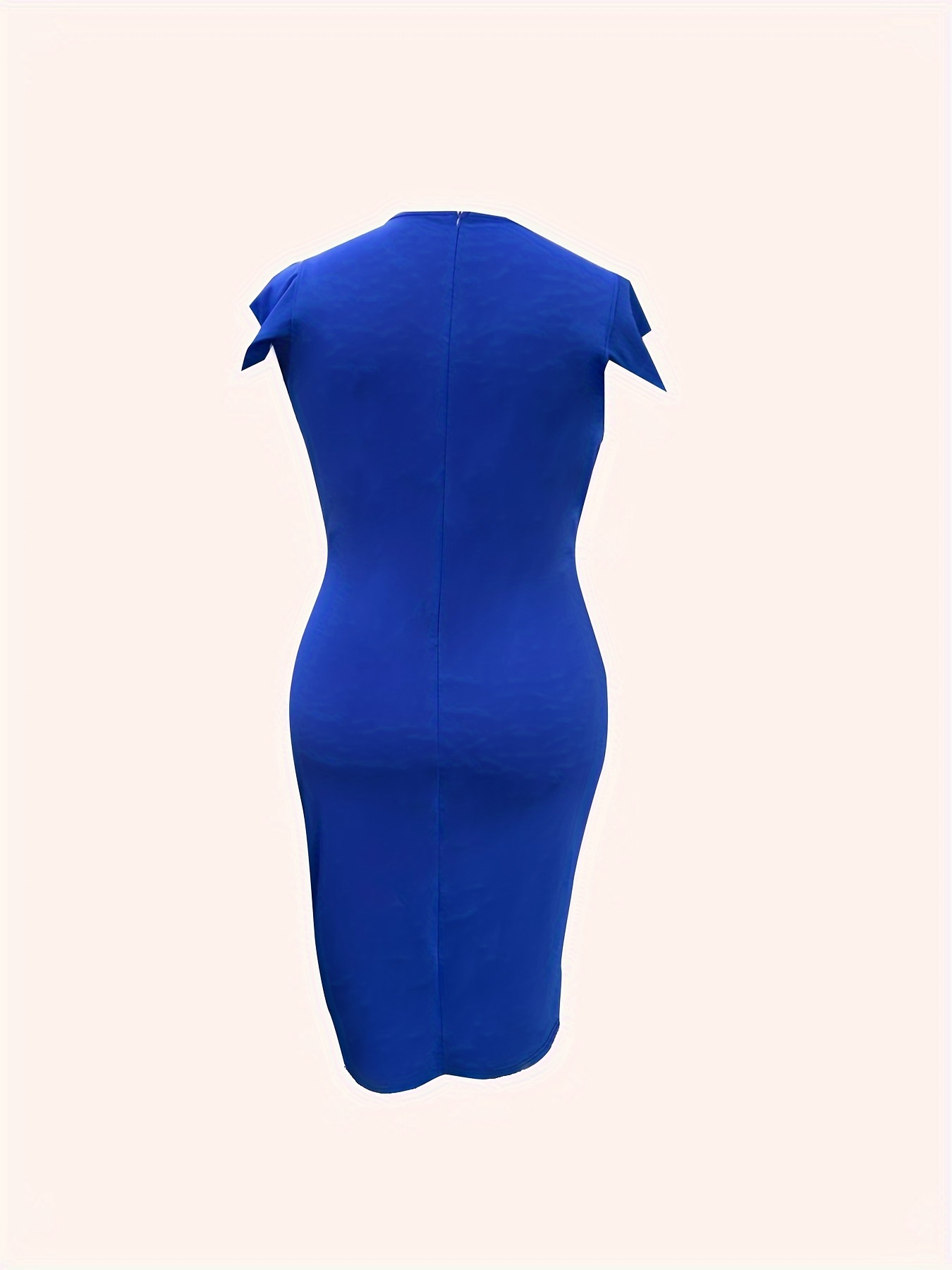 Robe moulante fendue à col rond & manches cape – Image 4