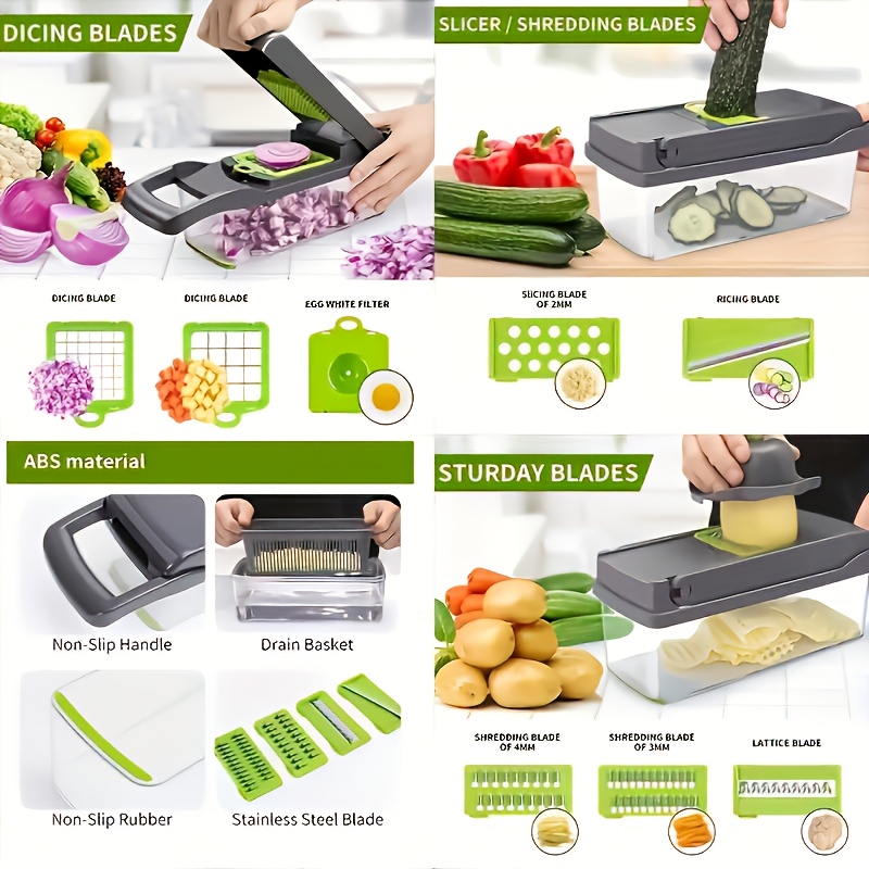 Kit hachoir & trancheur de légumes multifonction 16 en 1 – Image 5
