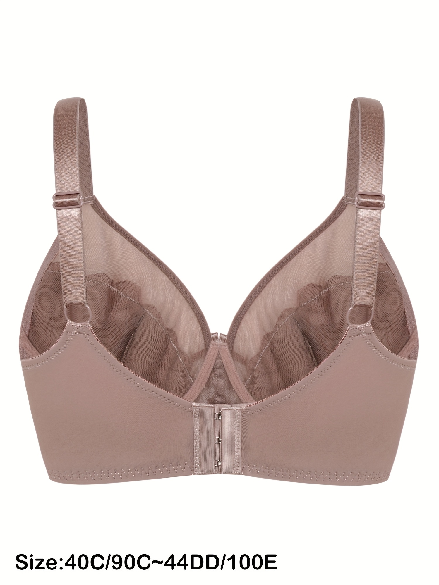 Soutien gorge en dentelle minimisateur floral à couverture complète en maille non rembourré à armature – Image 5