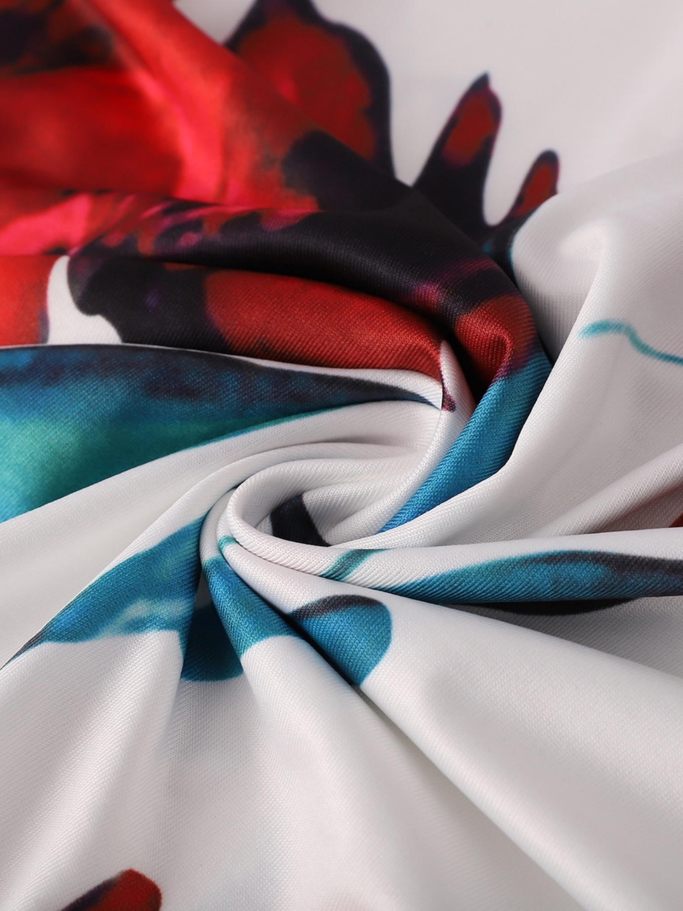 Robe élégante à manches courtes imprimé fleuri colorblock & étirement moyen – Image 6