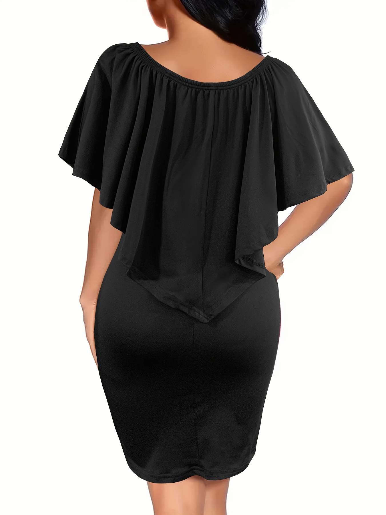 Robe moulante élégante extensible à épaules dénudées avec ourlet asymétrique – Image 7