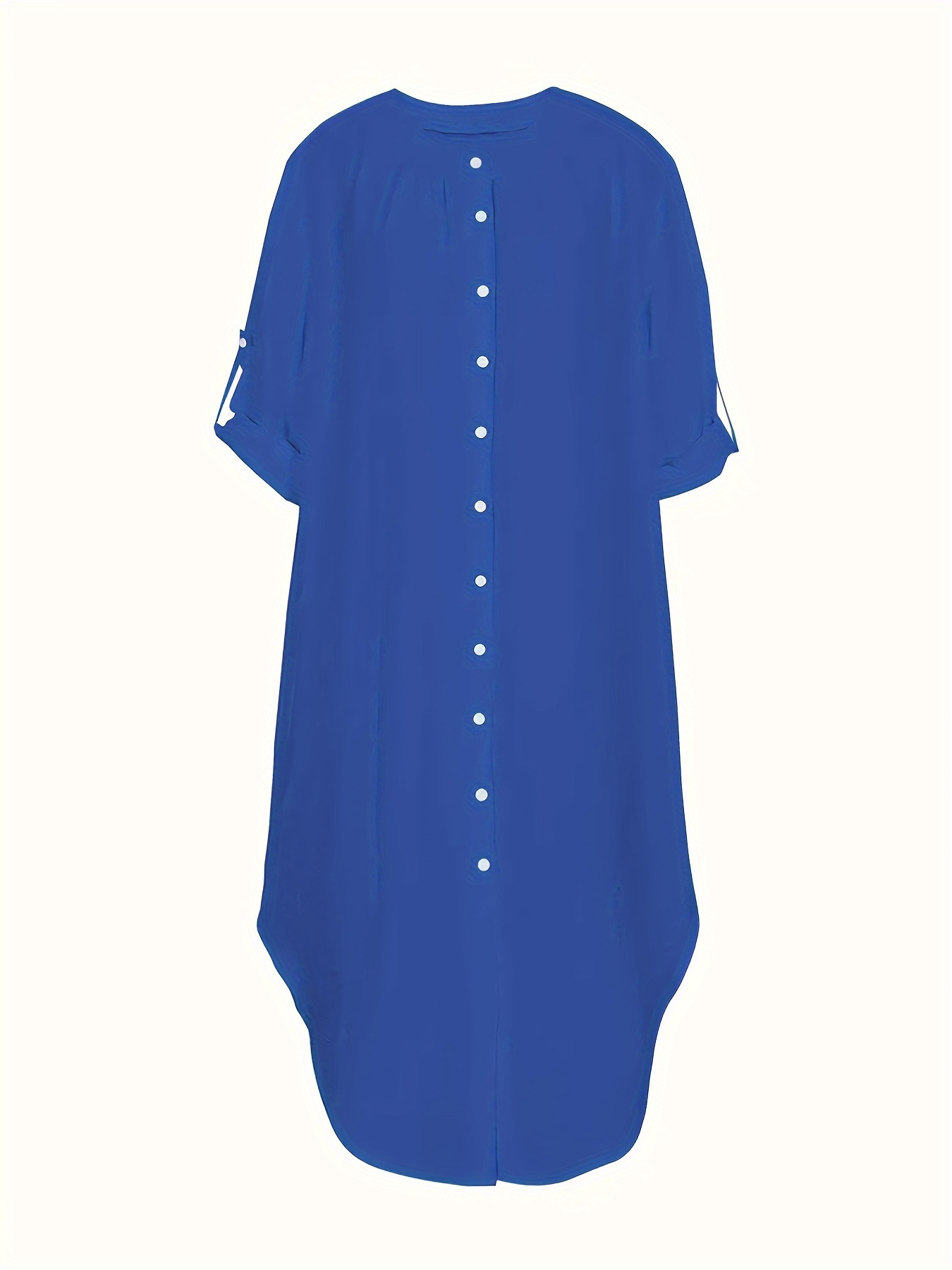 Robe chemise longue à manches roulées à col rond – Image 8