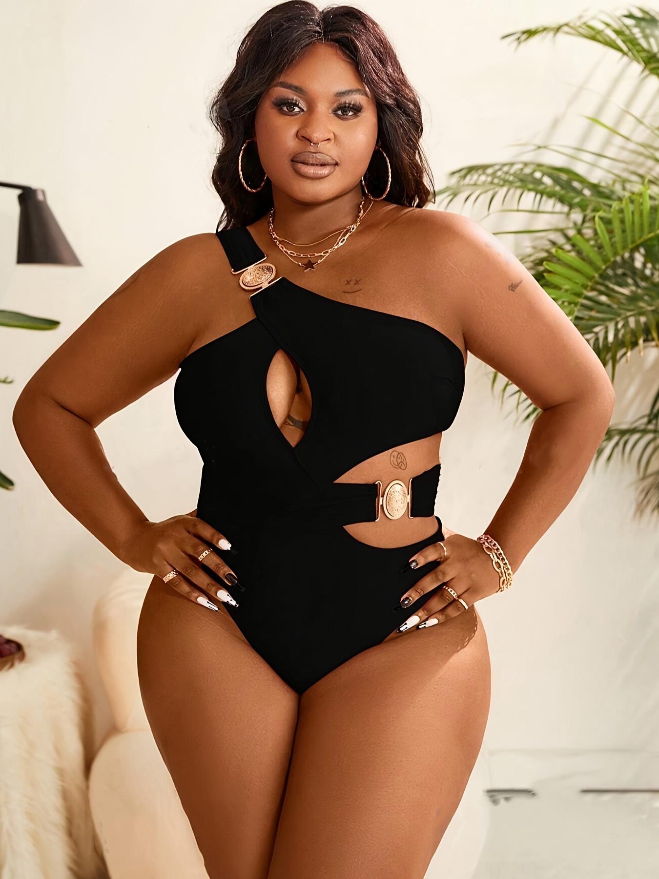 Maillot de bain chic à épaule dénudée & coussinets amovibles – Image 4