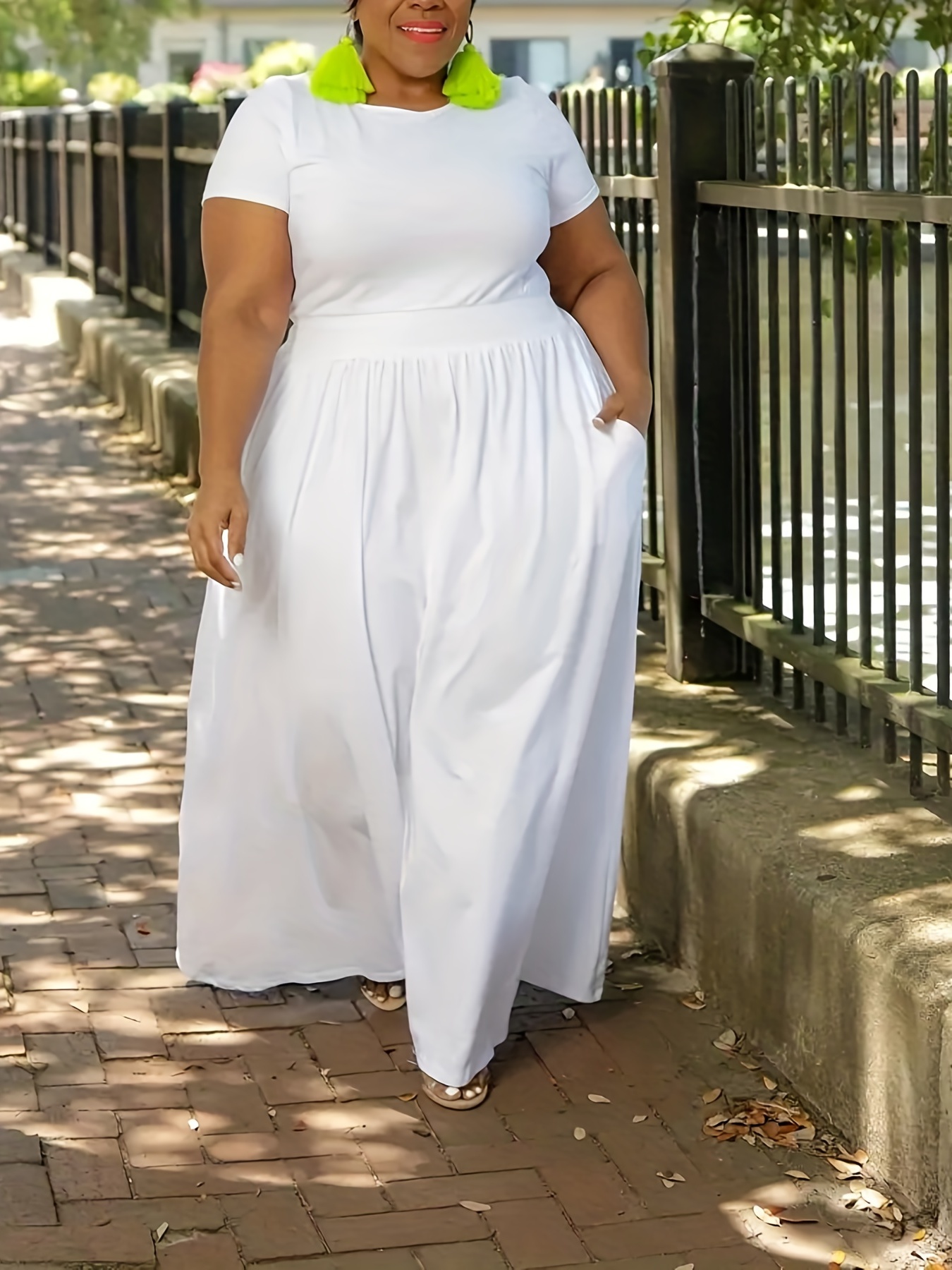 Robe longue à manches courtes à élasticité moyenne – Image 9