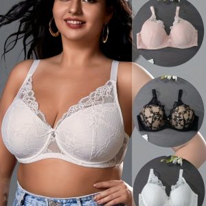 Soutiens gorge à armature en dentelle élégante avec coussinets non amovibles & design floral