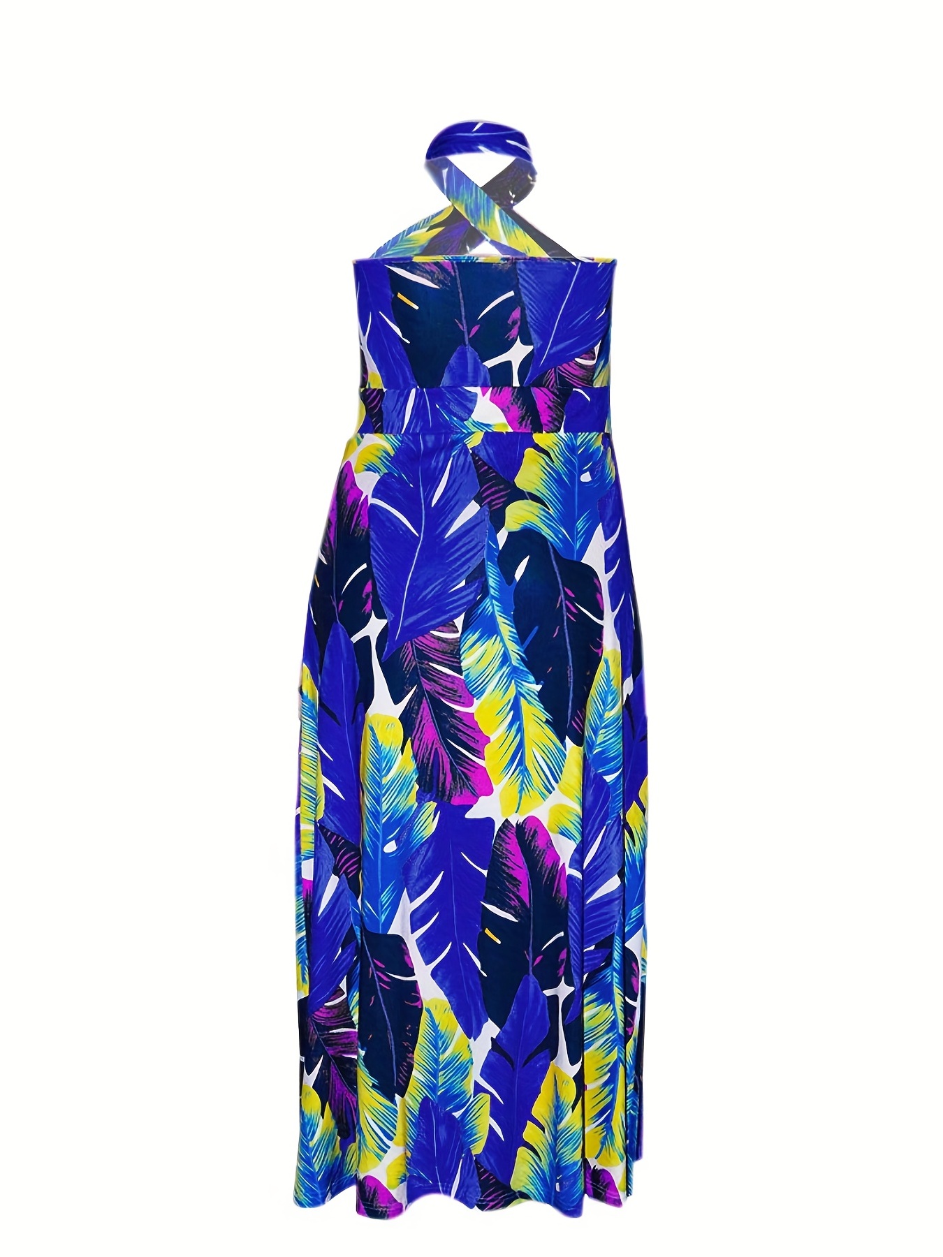 Robe à étirement moyen à dos nu imprimé tropical criss cross – Image 7