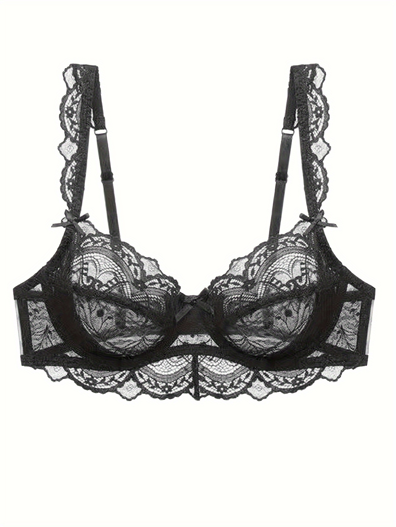 Soutien gorge romantique avec noeud décoratif & bordure festonnée en dentelle ultra-fine avec armature – Image 4