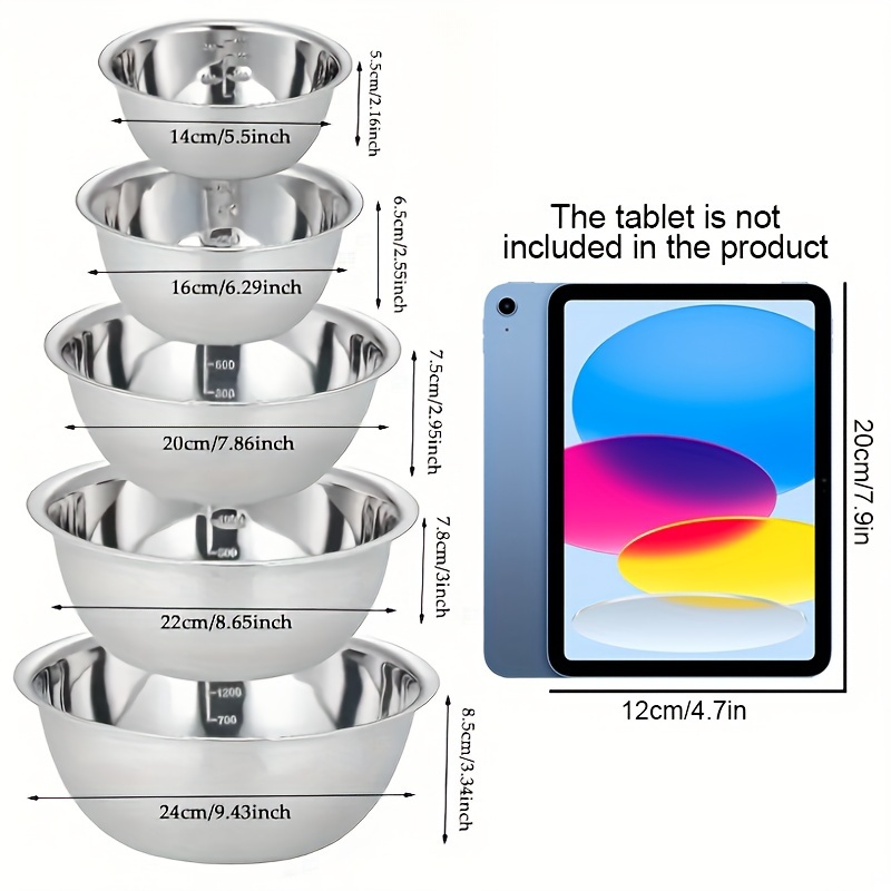 5 bols à mélanger en acier inoxydable – Image 2