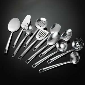 Ensemble 11 pièces d'ustensiles de cuisine en acier inoxydable