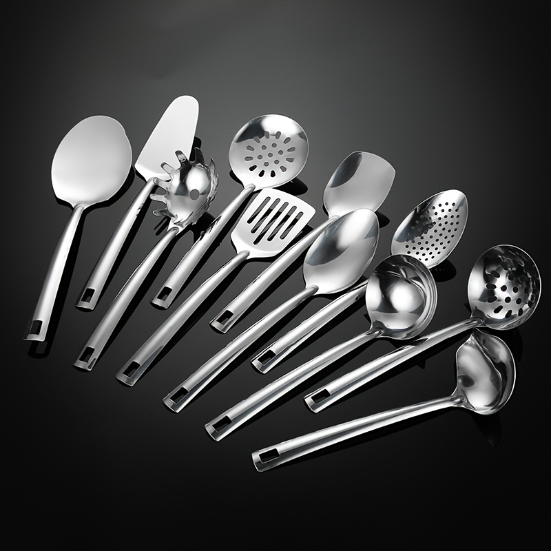 Ensemble 11 pièces d'ustensiles de cuisine en acier inoxydable