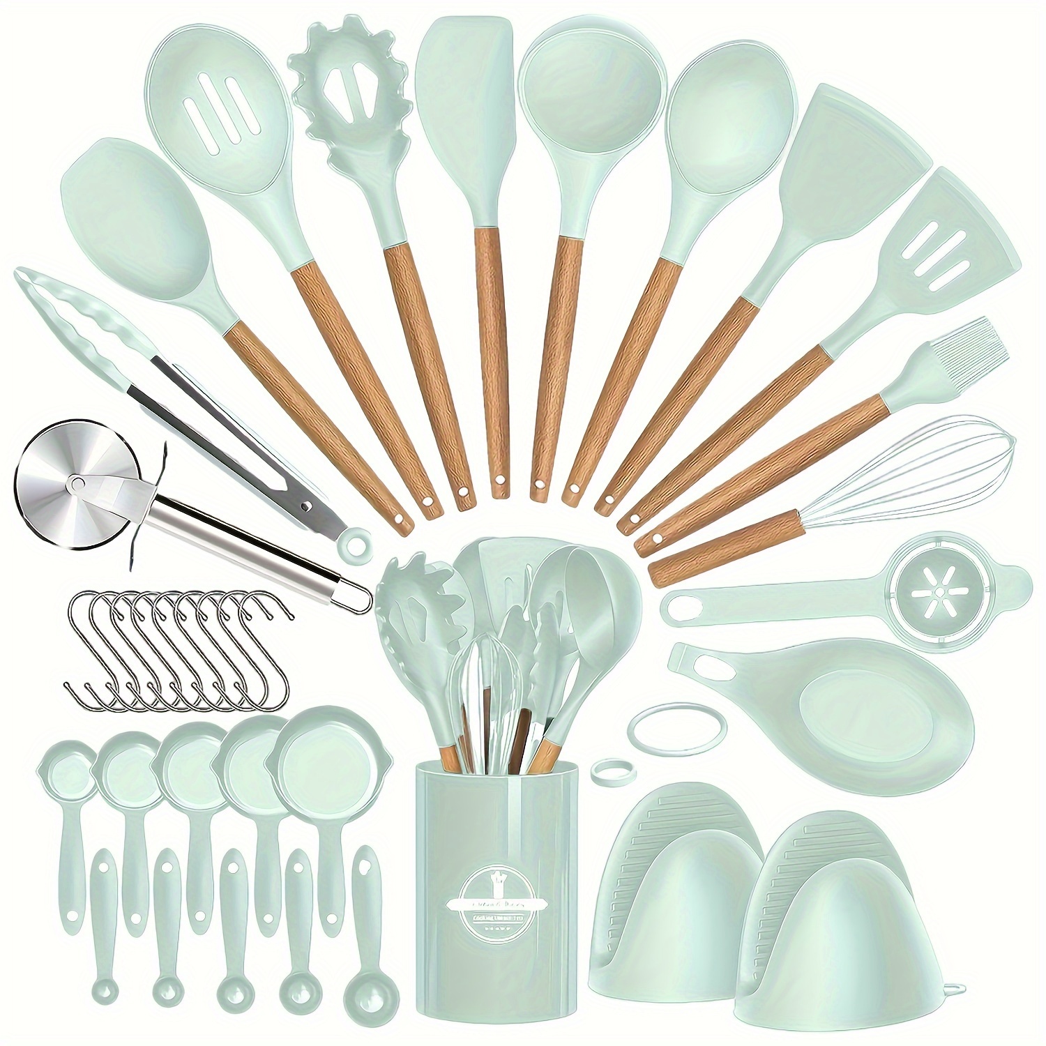 Ensemble de 36 ustensiles de cuisine avec manches en bois – Image 15