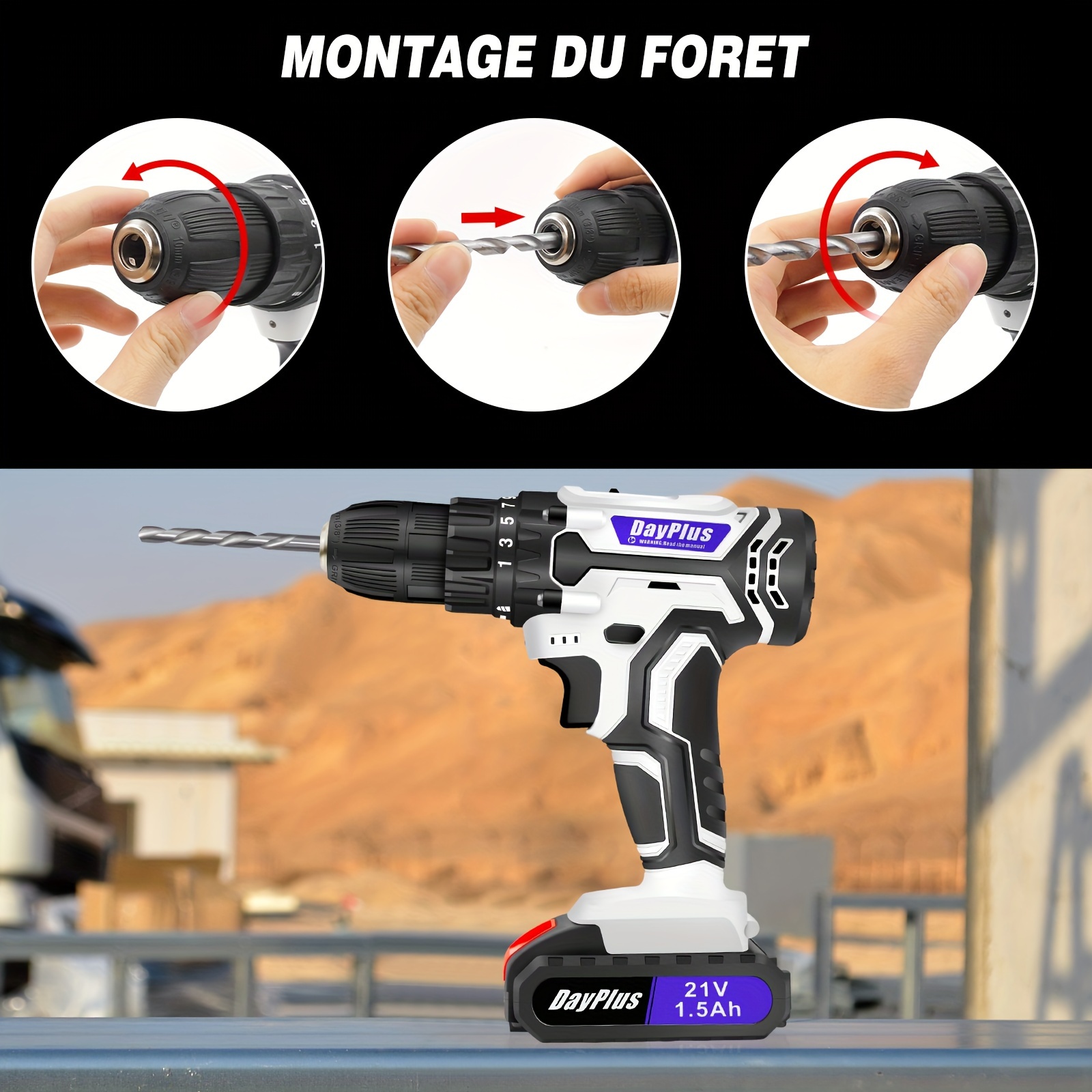 Perceuse visseuse sans fil avec batterie avec un jeu de mèches – Image 8