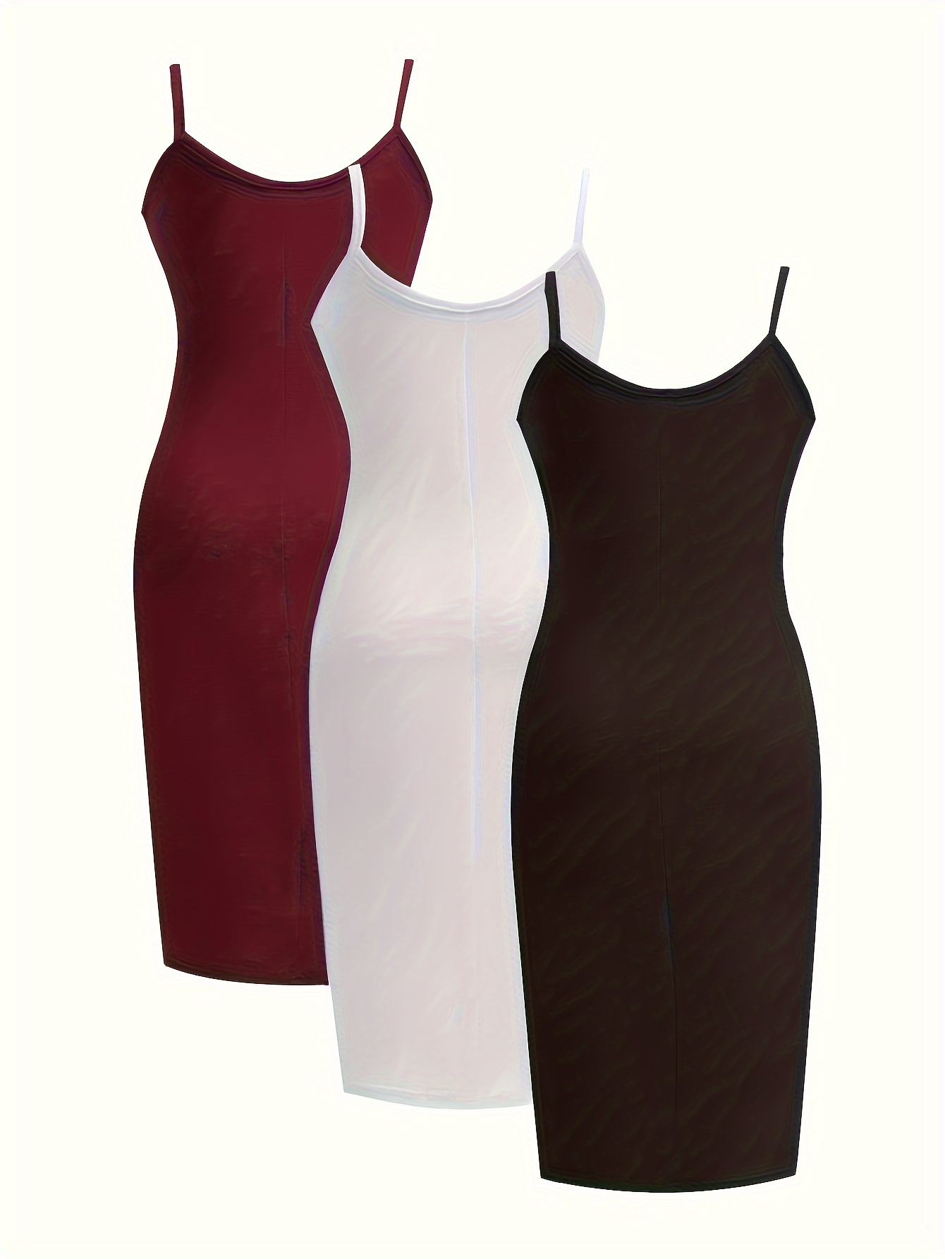 Robes à manches dénudées en tricot moulant légèrement extensible à bretelles spaghetti – Image 2