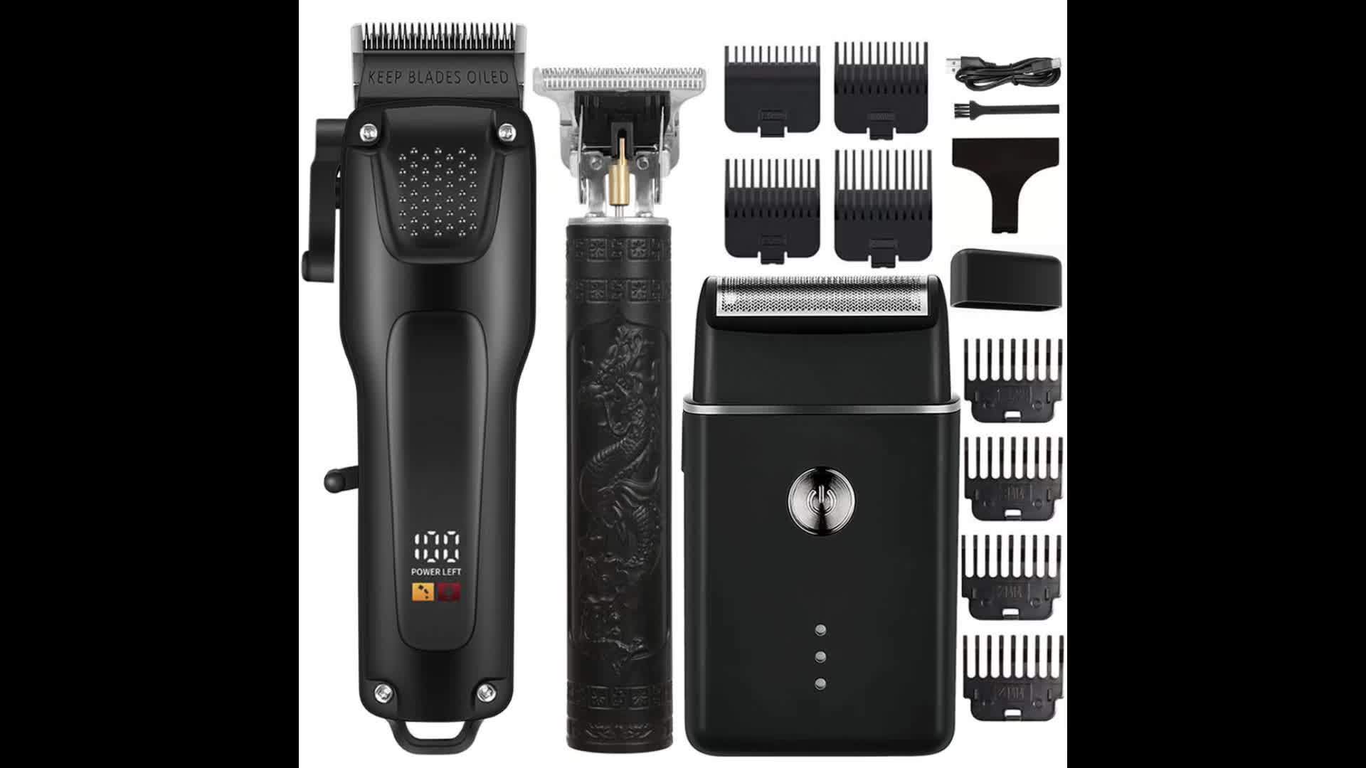 Ensemble de soins pour cheveux & barbe 3 pièces sans fil avec affichage LED – Image 12