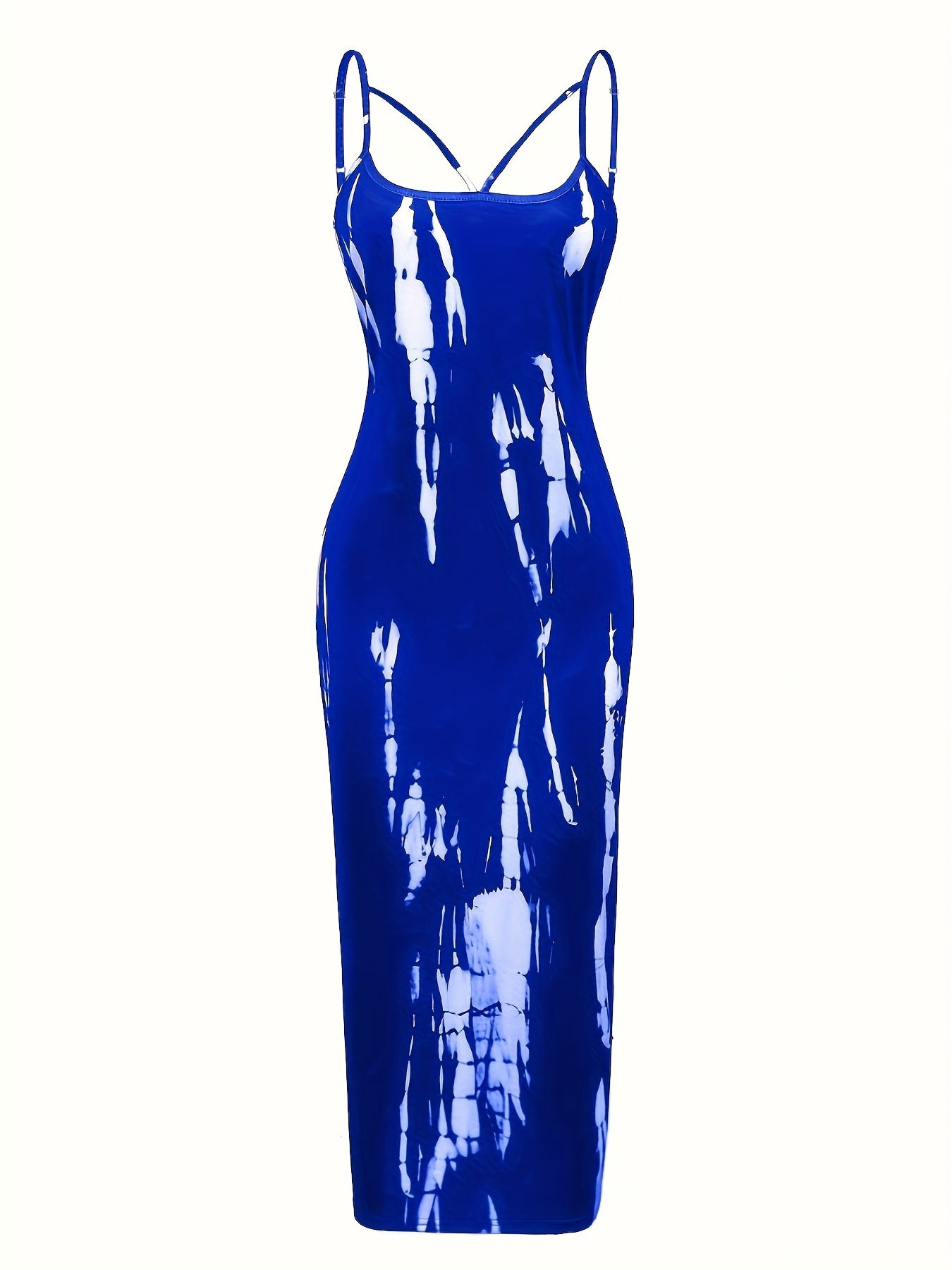 Robe sexy à bretelles découpées imprimé aléatoire – Image 6