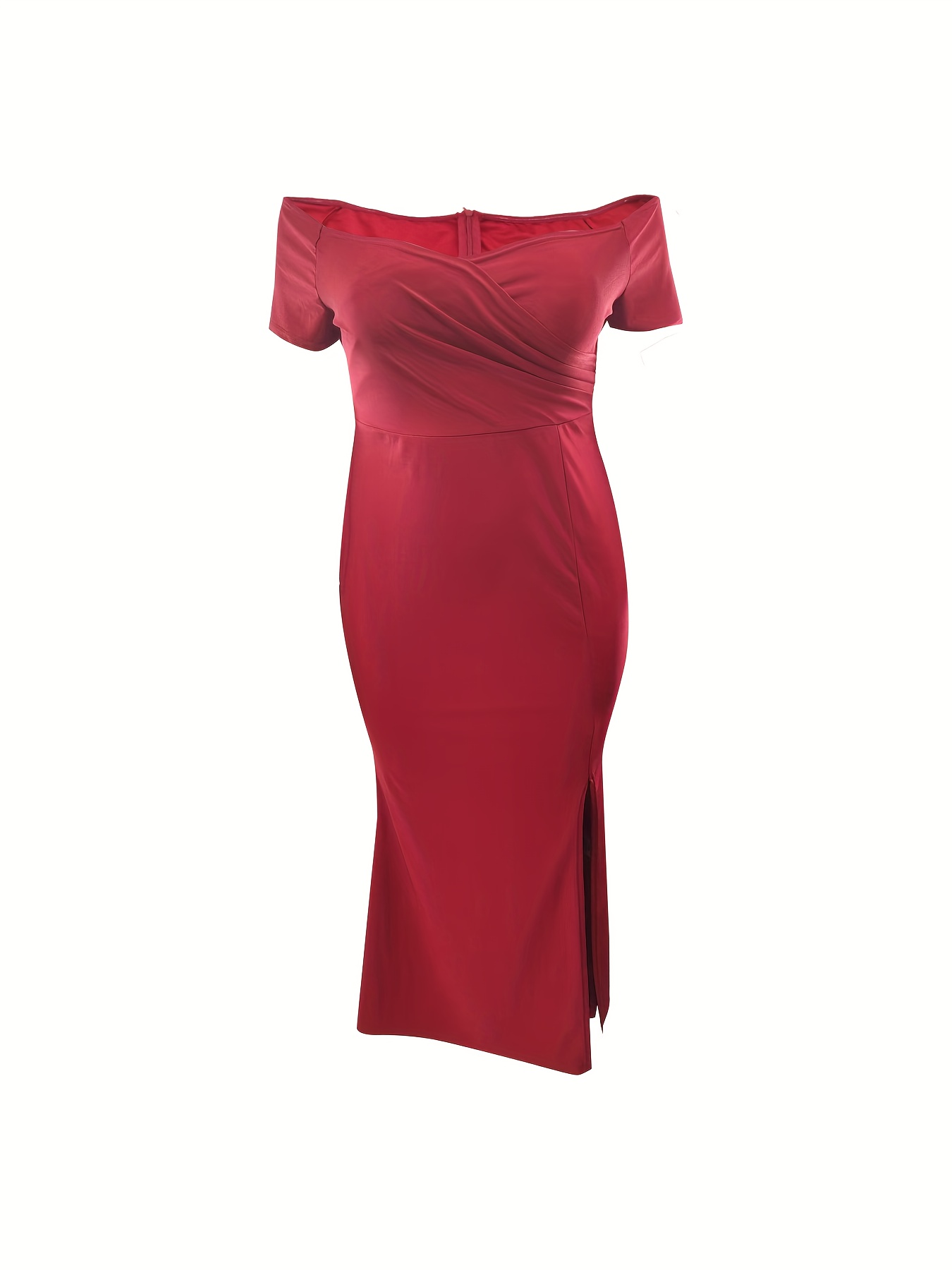 Robe élégante à col V croisé à manches courtes & une fente sur le côté – Image 7
