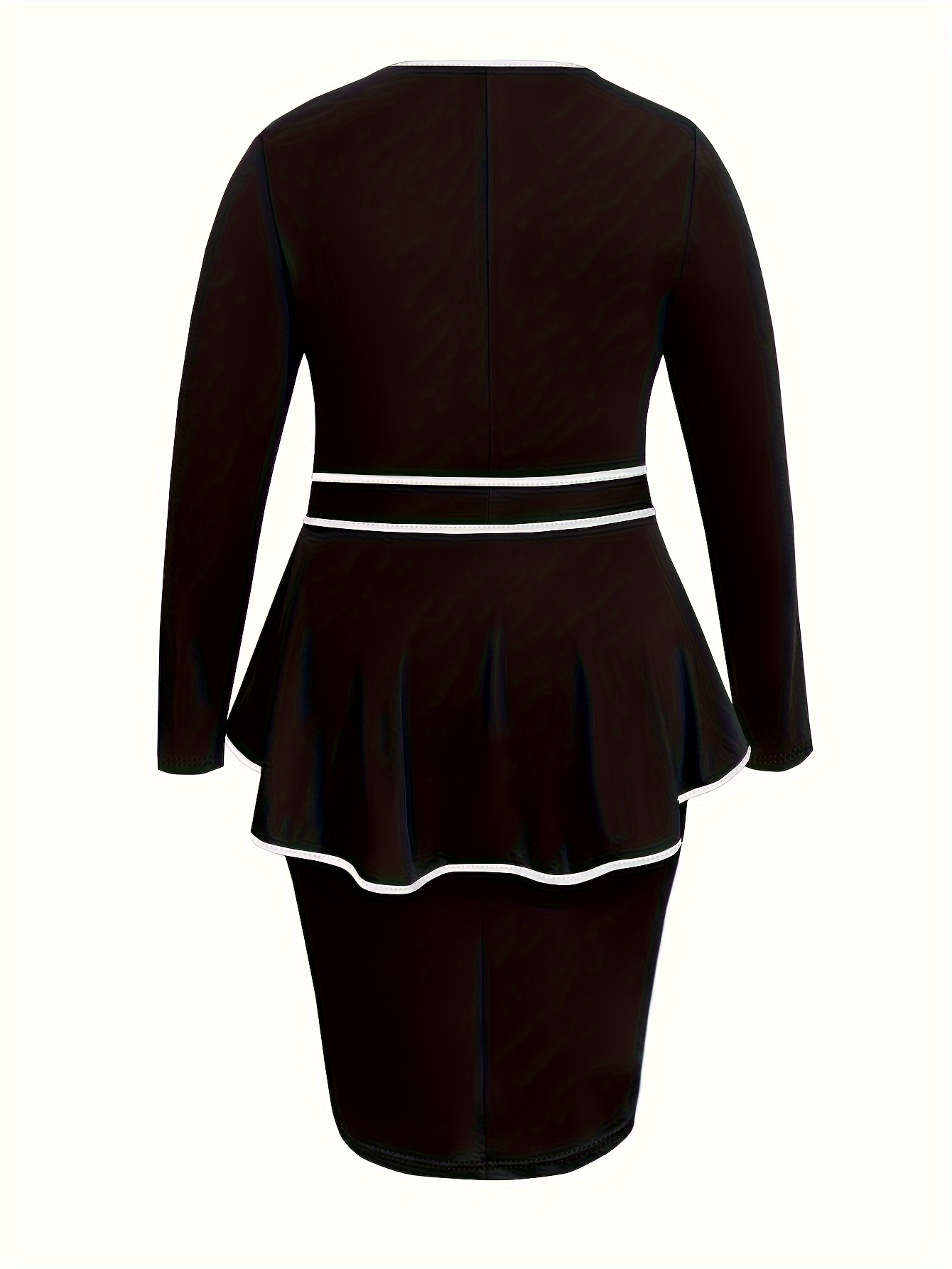 Robe moulante extensible élégante à col rond & bordure contrastée – Image 4