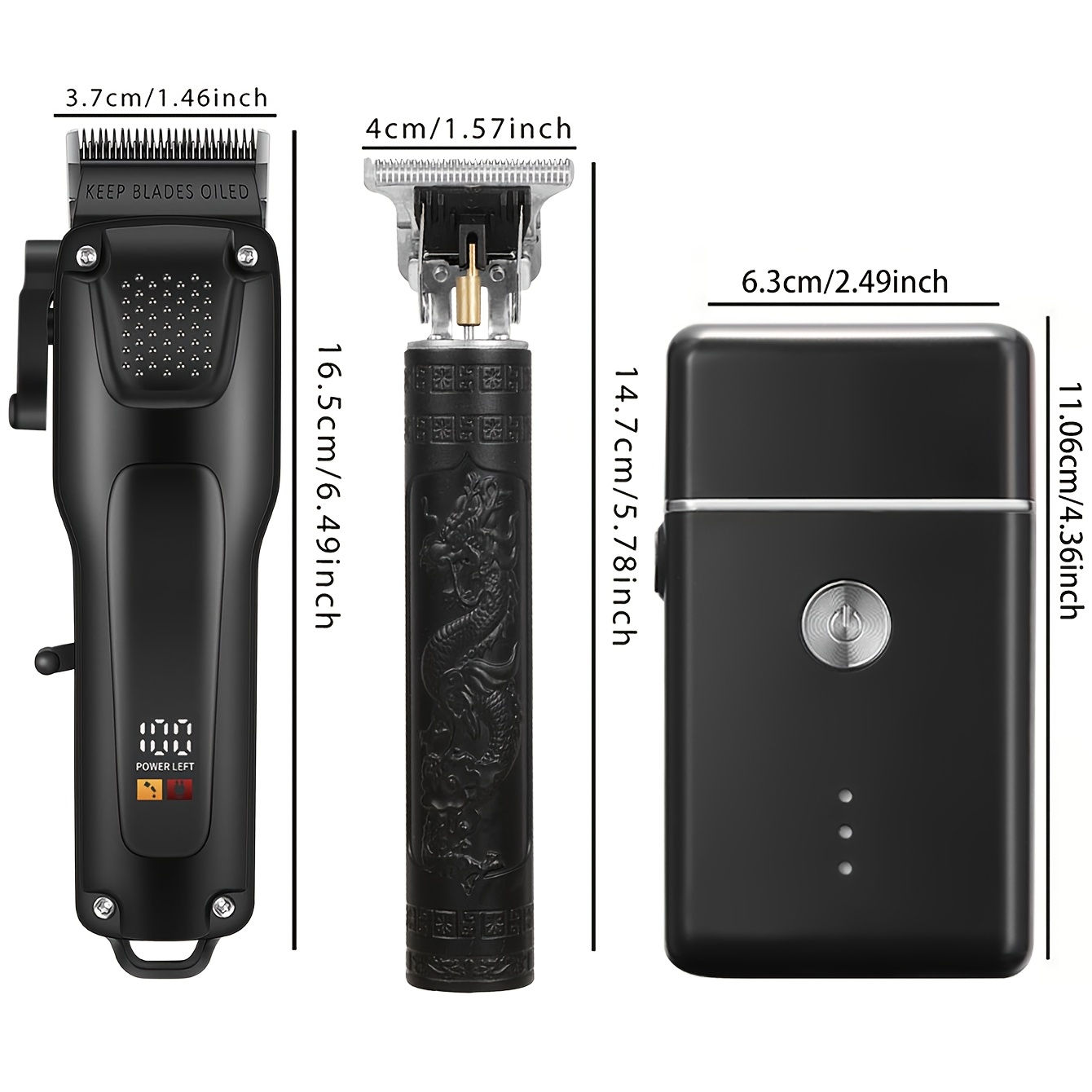 Ensemble de soins pour cheveux & barbe 3 pièces sans fil avec affichage LED – Image 2