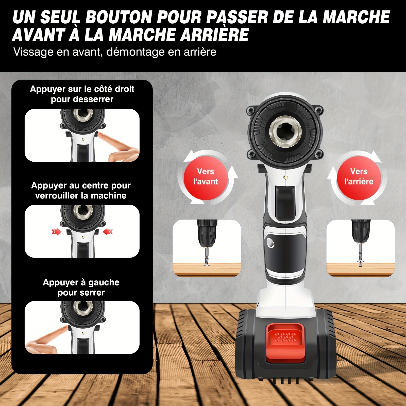 Perceuse visseuse sans fil avec batterie avec un jeu de mèches – Image 12