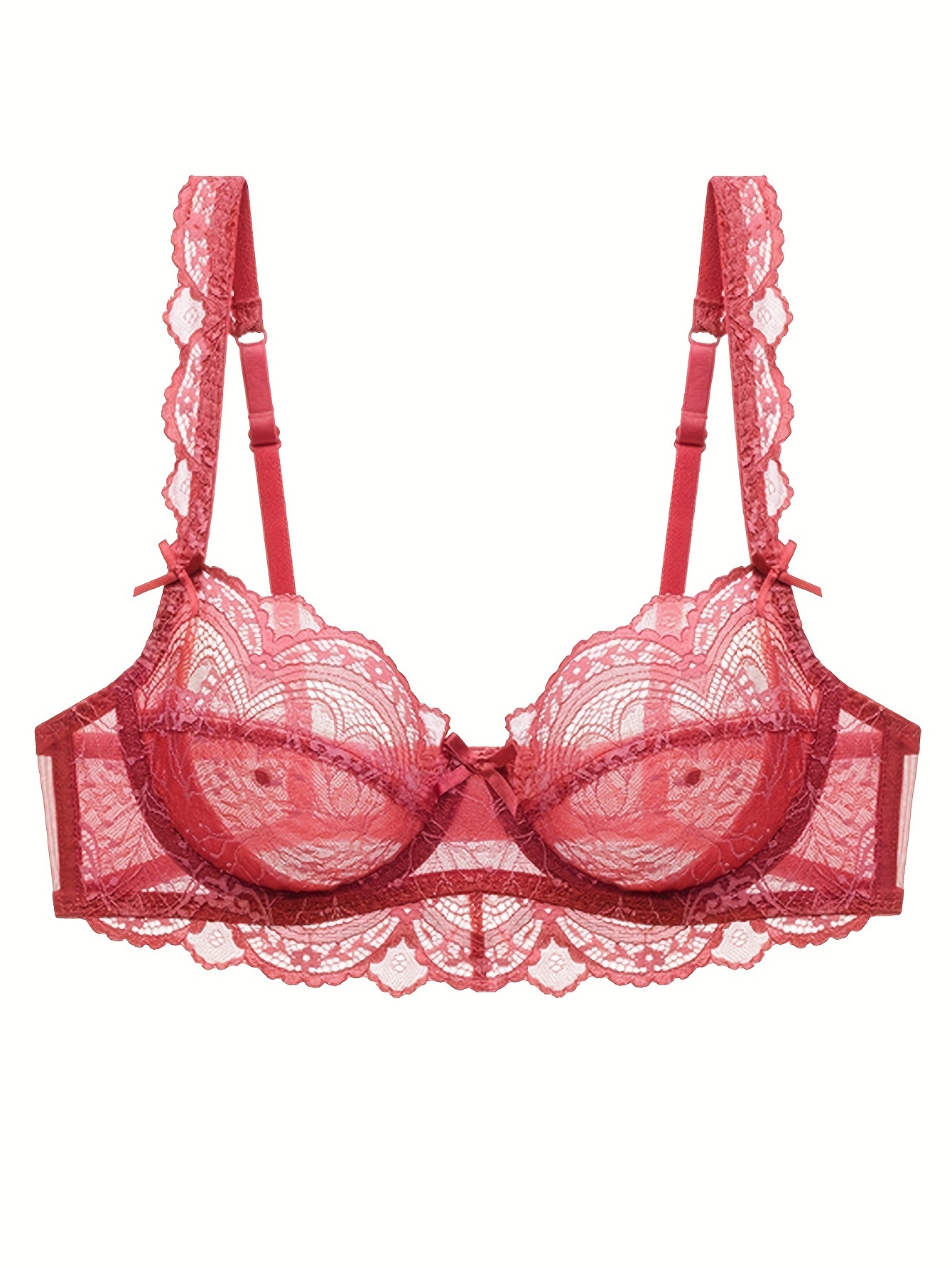 Soutien gorge romantique avec noeud décoratif & bordure festonnée en dentelle ultra-fine avec armature – Image 3