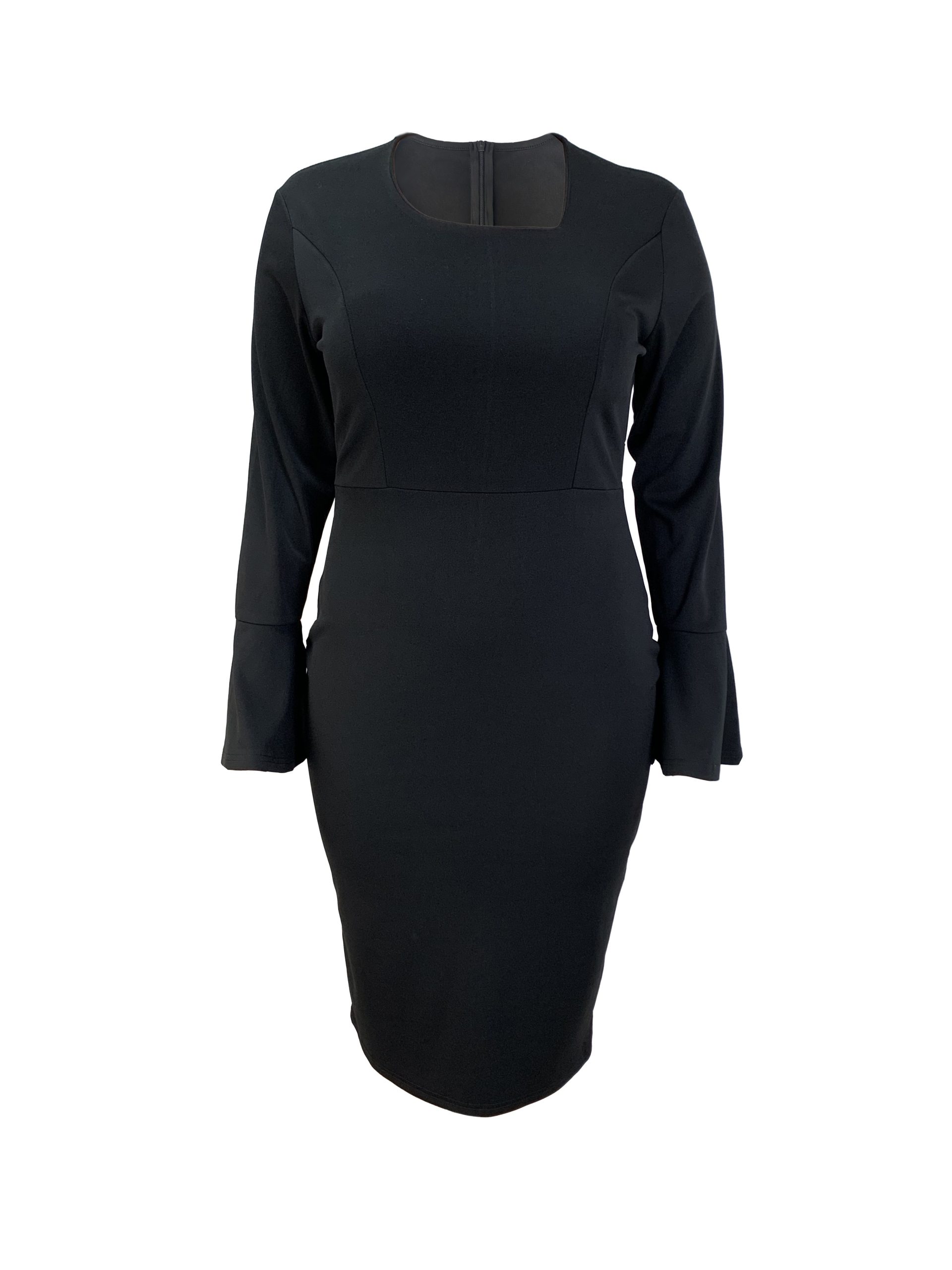 Robe moulante extensible élégante à encolure asymétrique & détail de fermeture éclair – Image 3