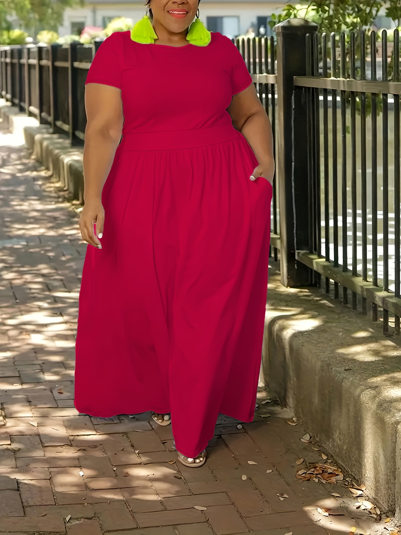 Robe longue à manches courtes à élasticité moyenne – Image 10