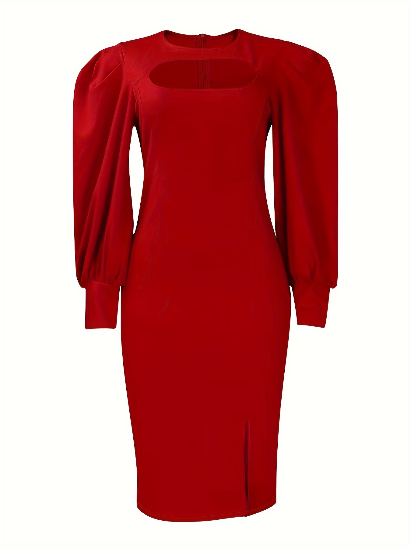 Robe sexy moulante avec découpe à manches longues & fente sur le côté – Image 3