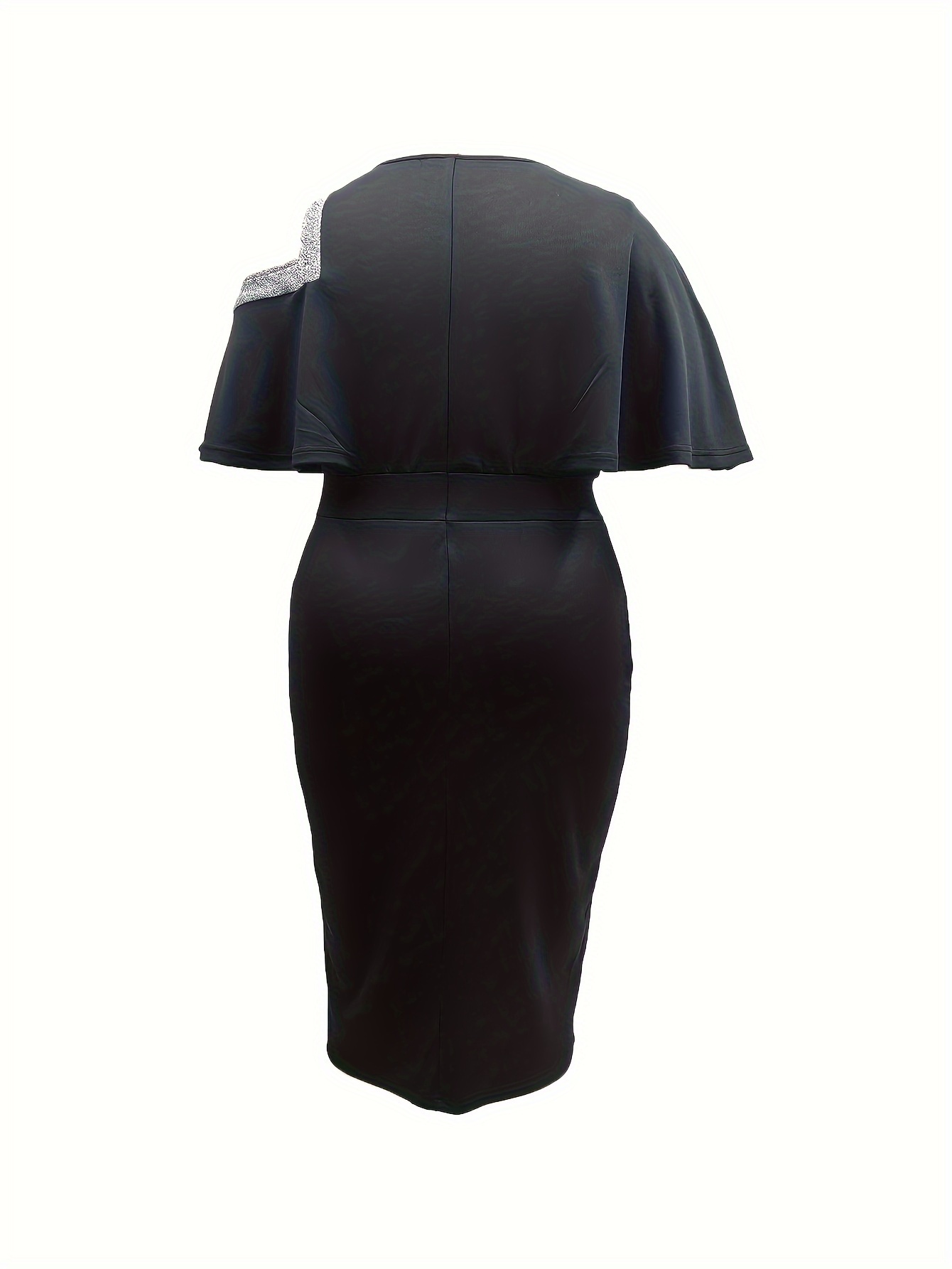Robe moulante à blocs de couleur & fente à manches courtes – Image 4