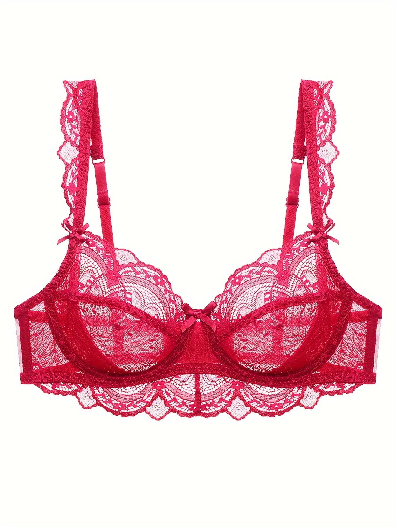 Soutien gorge romantique avec noeud décoratif & bordure festonnée en dentelle ultra-fine avec armature – Image 6
