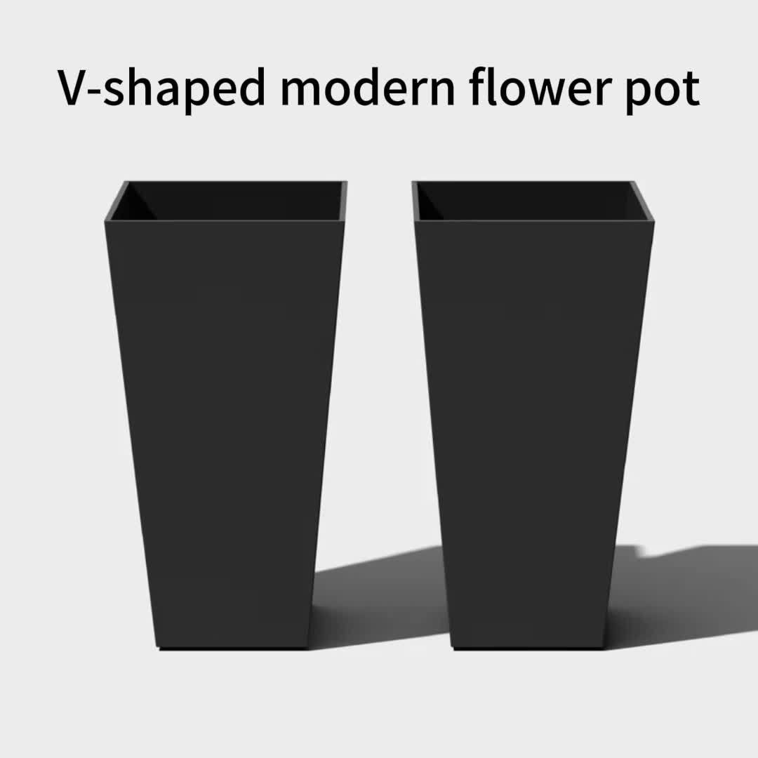Lot de 2 pots de fleurs rectangulaires en plastiques en forme V – Image 13