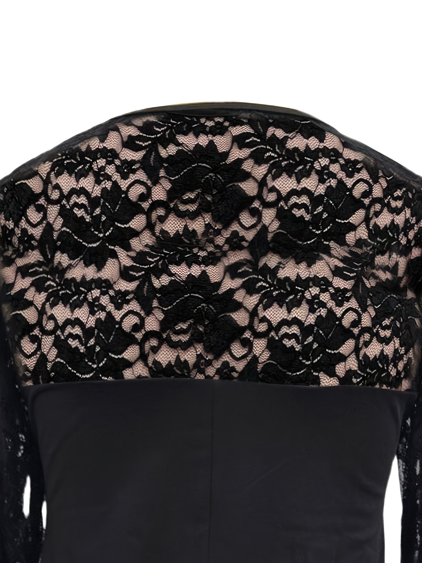 Robe à dentelle & col carré à manches longues à coupe trapèze – Image 7