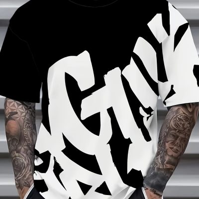 T-shirt graphique style rétro urbain à manches courtes à col rond