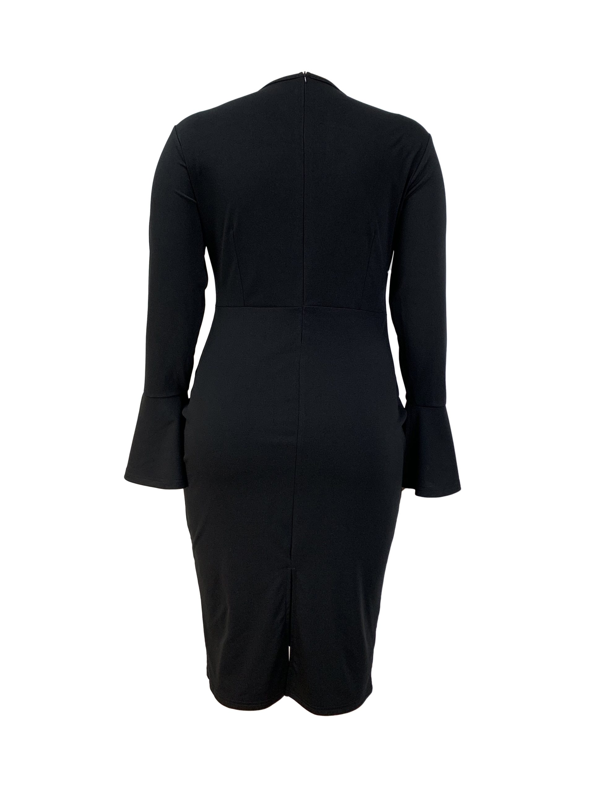 Robe moulante extensible élégante à encolure asymétrique & détail de fermeture éclair – Image 4