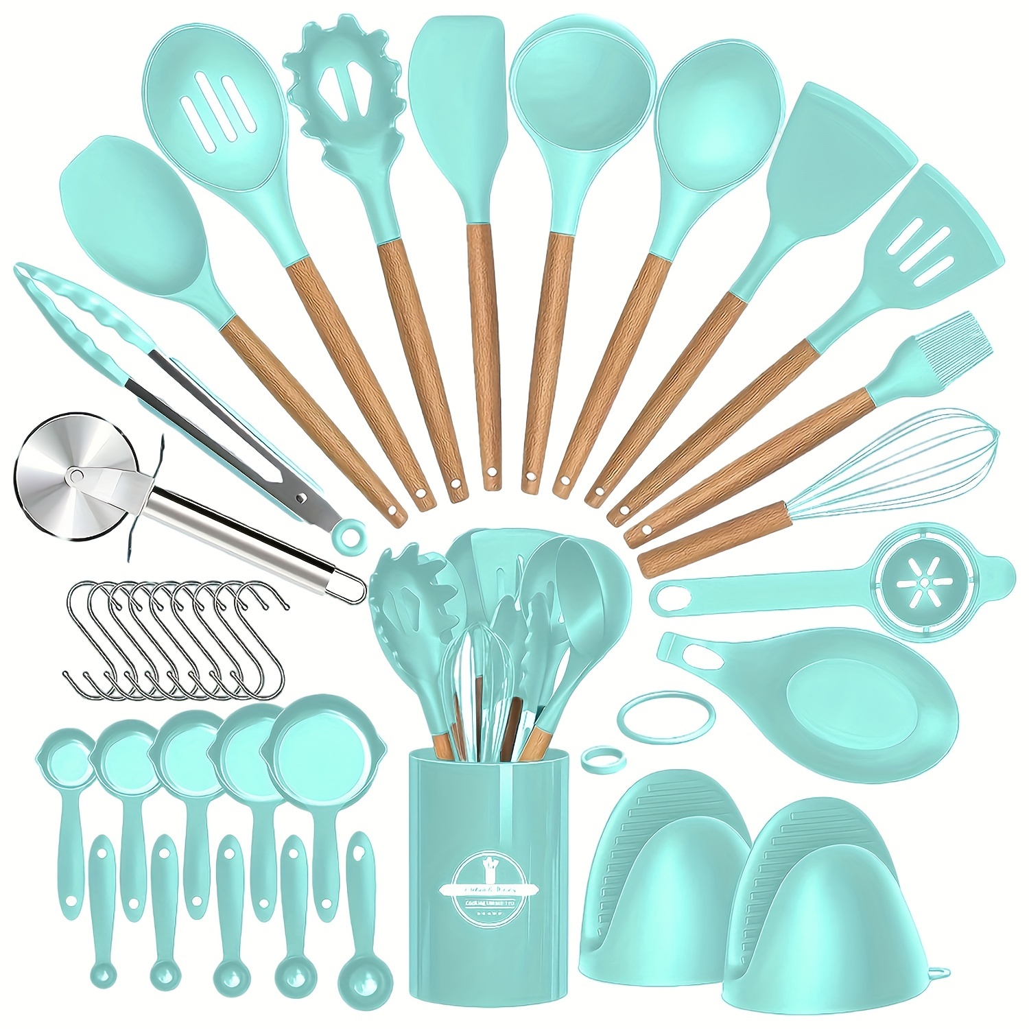 Ensemble de 36 ustensiles de cuisine avec manches en bois – Image 13