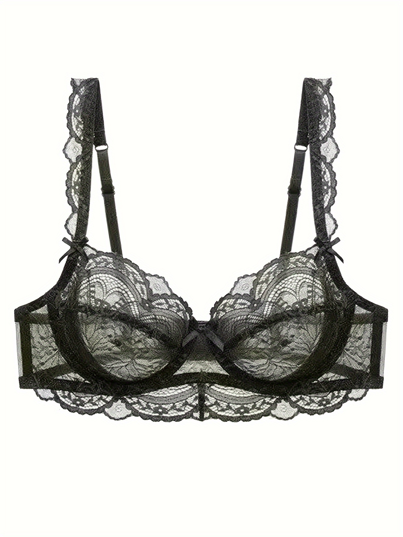 Soutien gorge romantique avec noeud décoratif & bordure festonnée en dentelle ultra-fine avec armature – Image 2