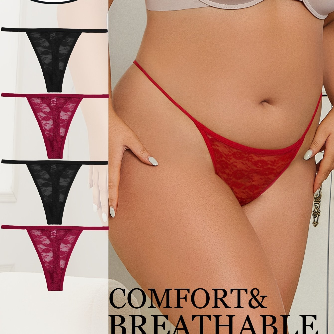 Strings sexy en dentelle semi-transparente