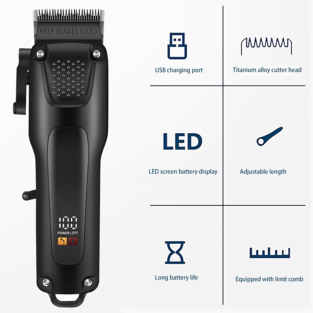 Ensemble de soins pour cheveux & barbe 3 pièces sans fil avec affichage LED – Image 3