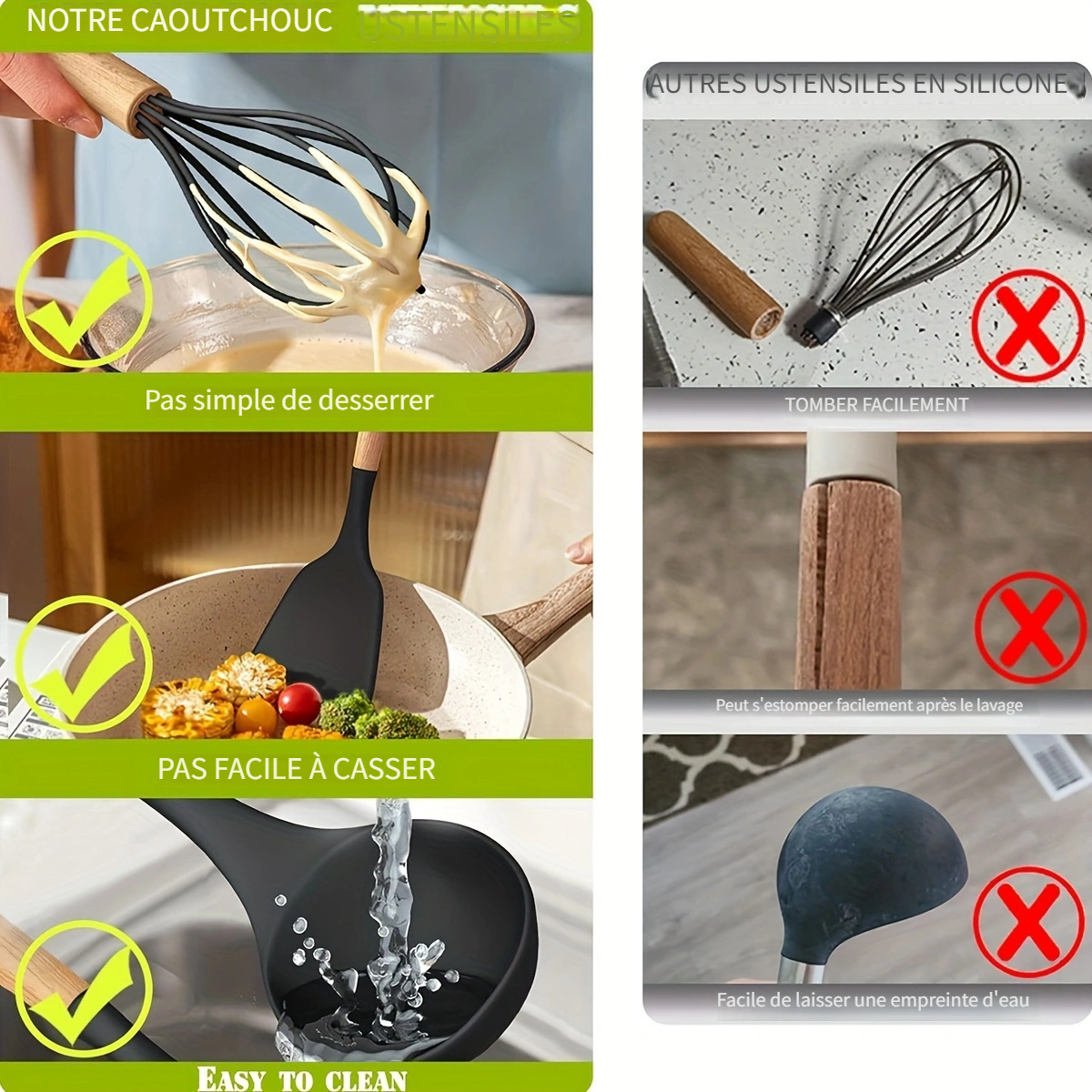 Ensemble de 36 ustensiles de cuisine avec manches en bois – Image 12