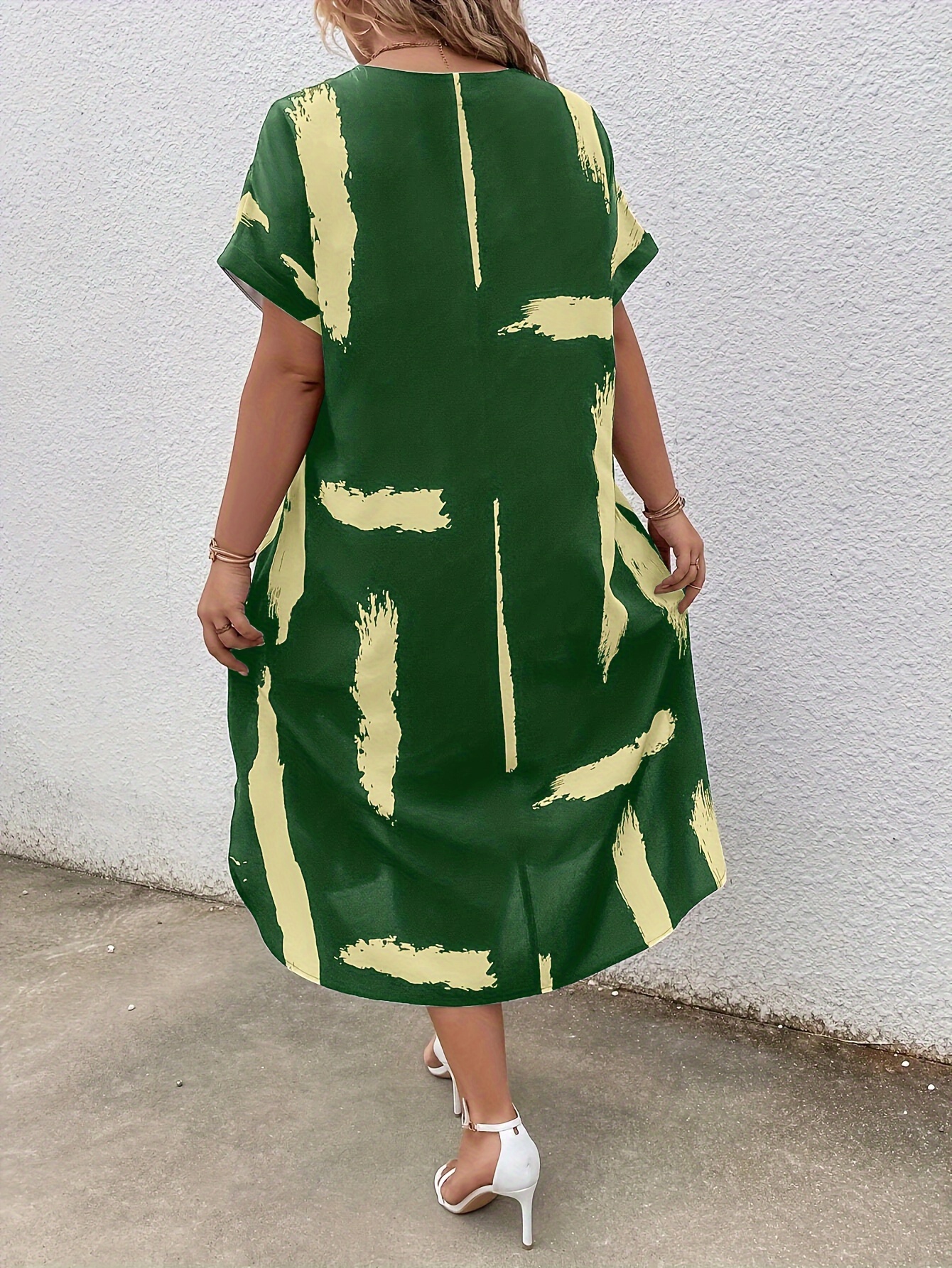 Robe imprimé colorblock à manches courtes & col V – Image 9