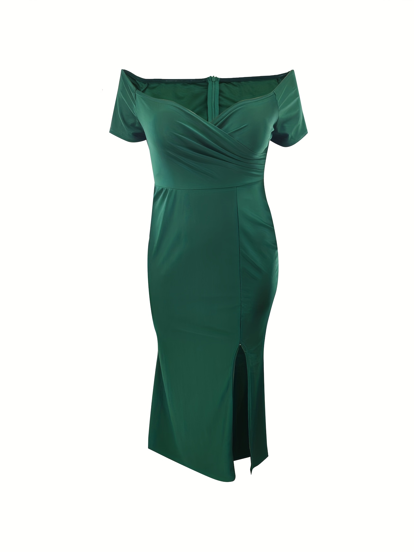 Robe élégante à col V croisé à manches courtes & une fente sur le côté – Image 5