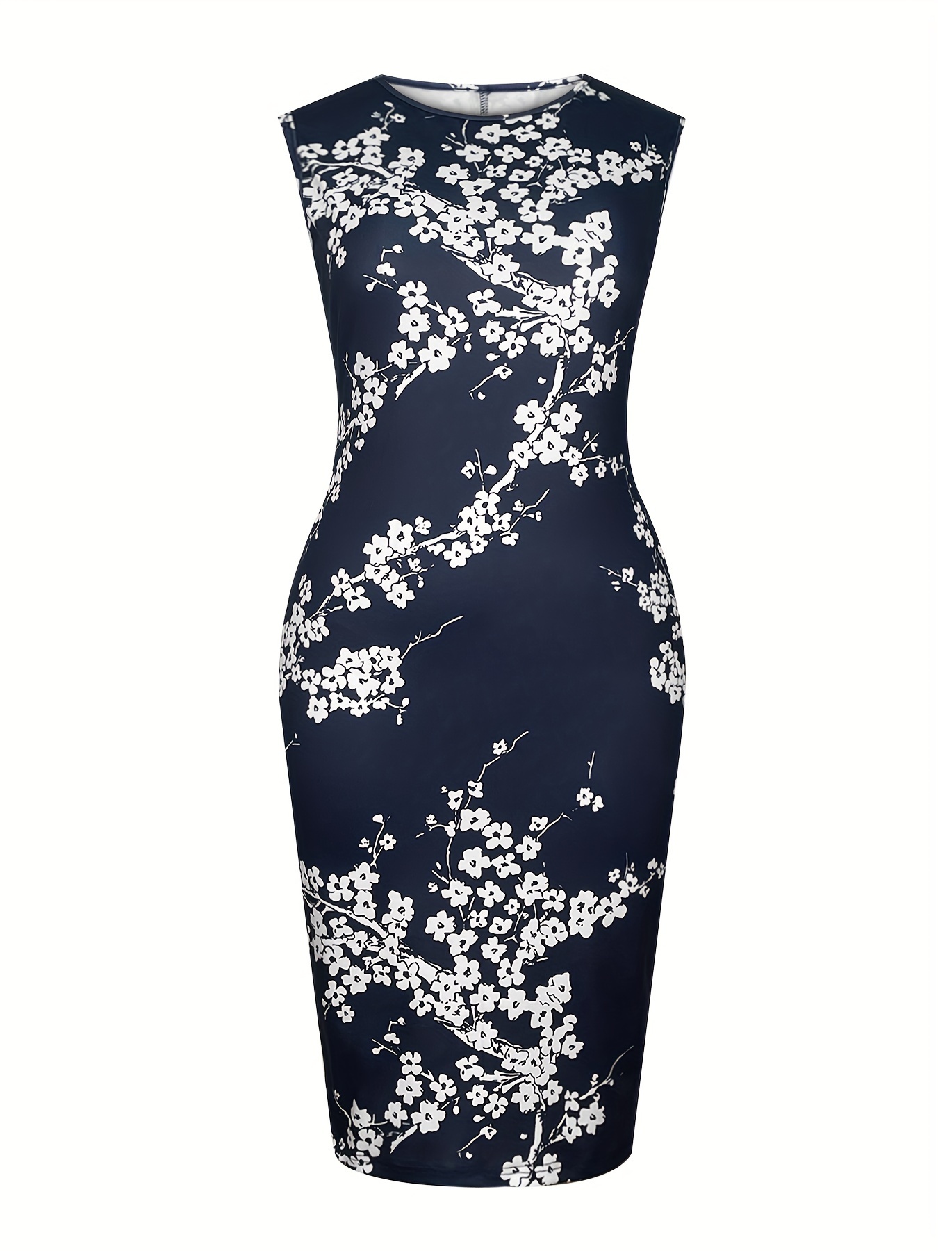 Ensemble robe à col rond sans manches à haute élasticité & blazer – Image 3
