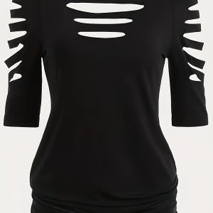 T-shirt à épaules dénudées découpées à manches courtes
