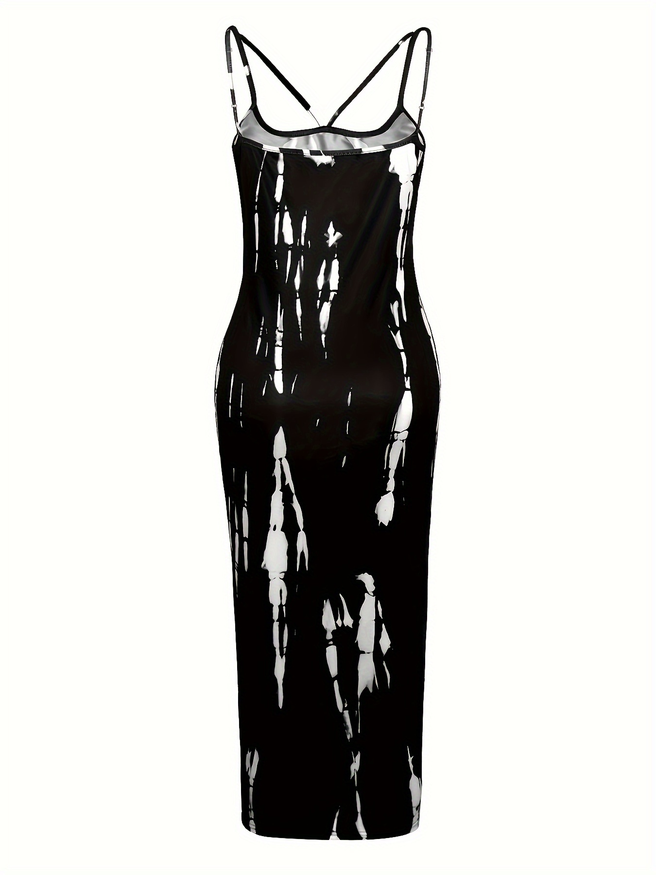 Robe sexy à bretelles découpées imprimé aléatoire – Image 7