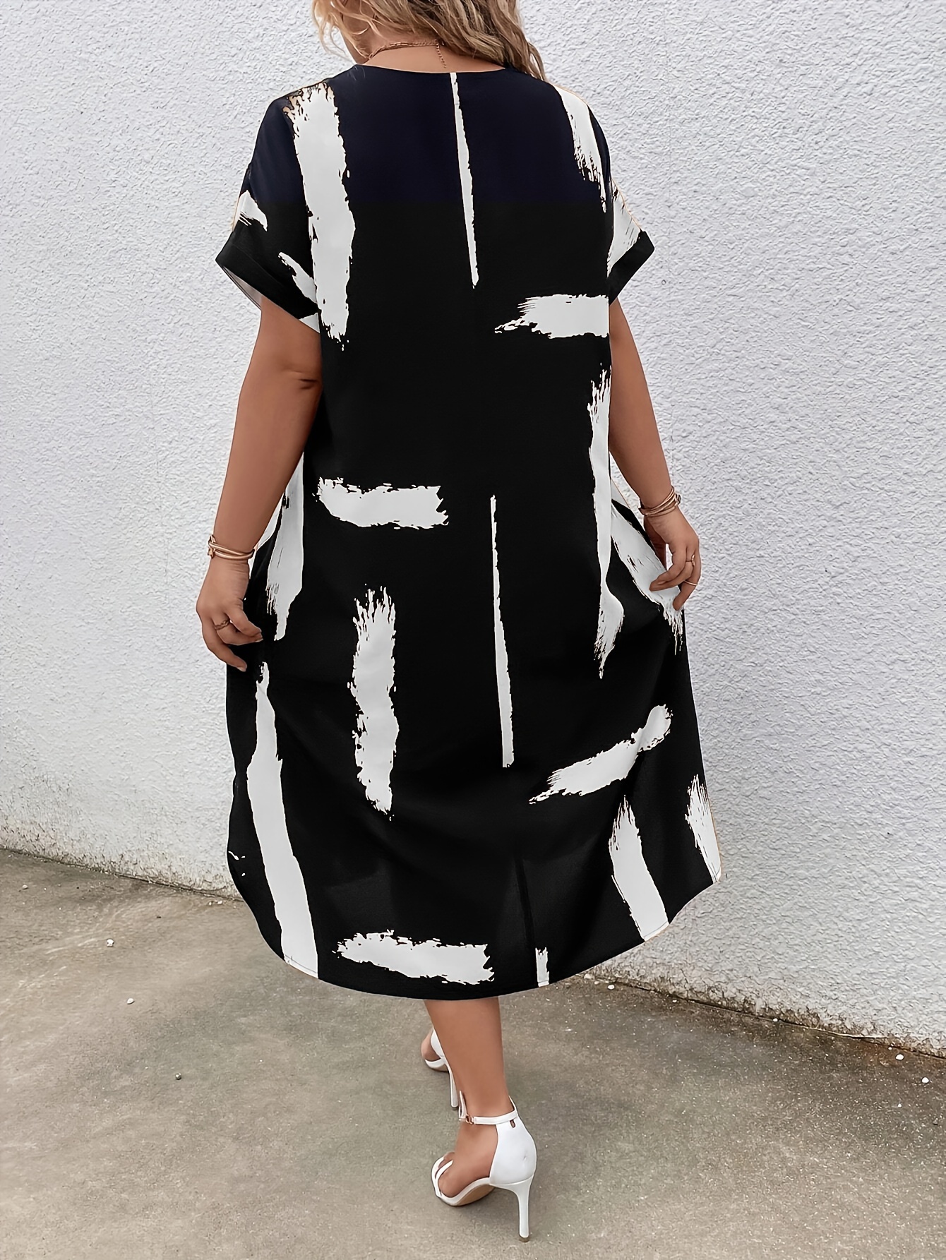 Robe imprimé colorblock à manches courtes & col V – Image 8