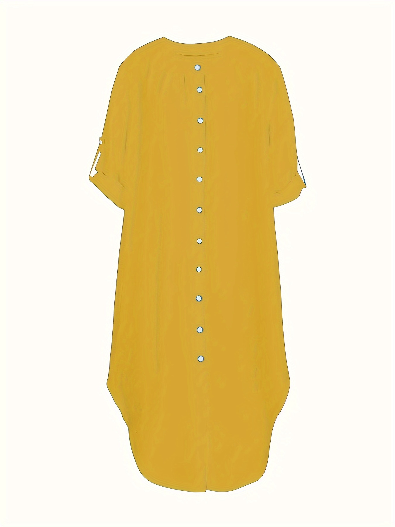 Robe chemise longue à manches roulées à col rond – Image 10