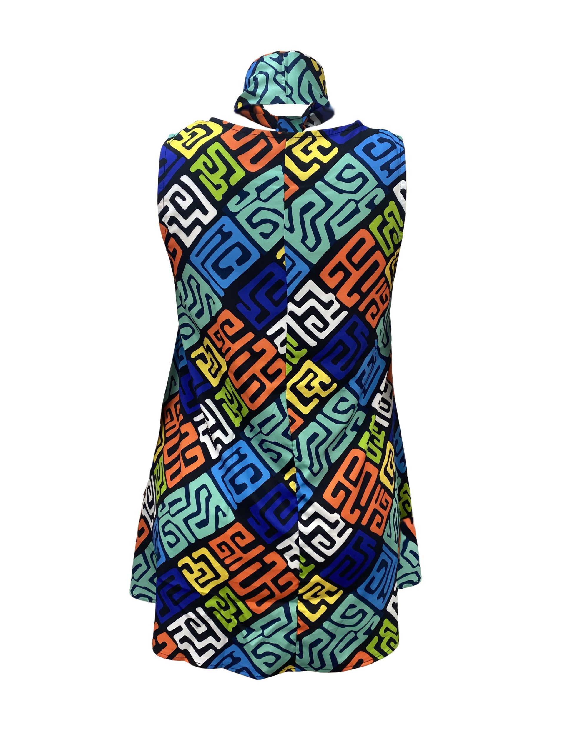 Robe débardeur imprimé géométrique sans manches à col rond – Image 6