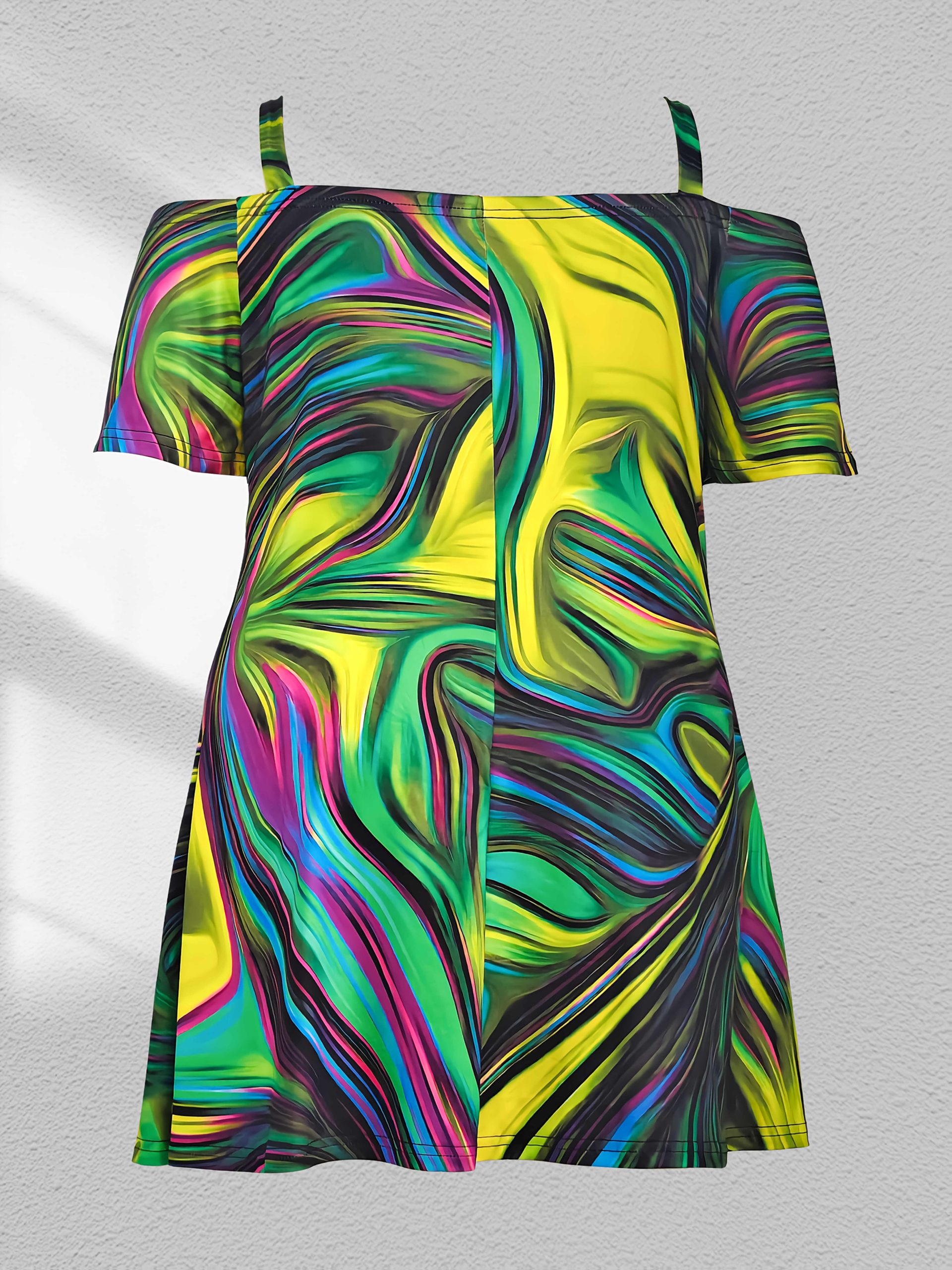 Robe à épaules froides & manches courtes avec détails de chaîne – Image 4