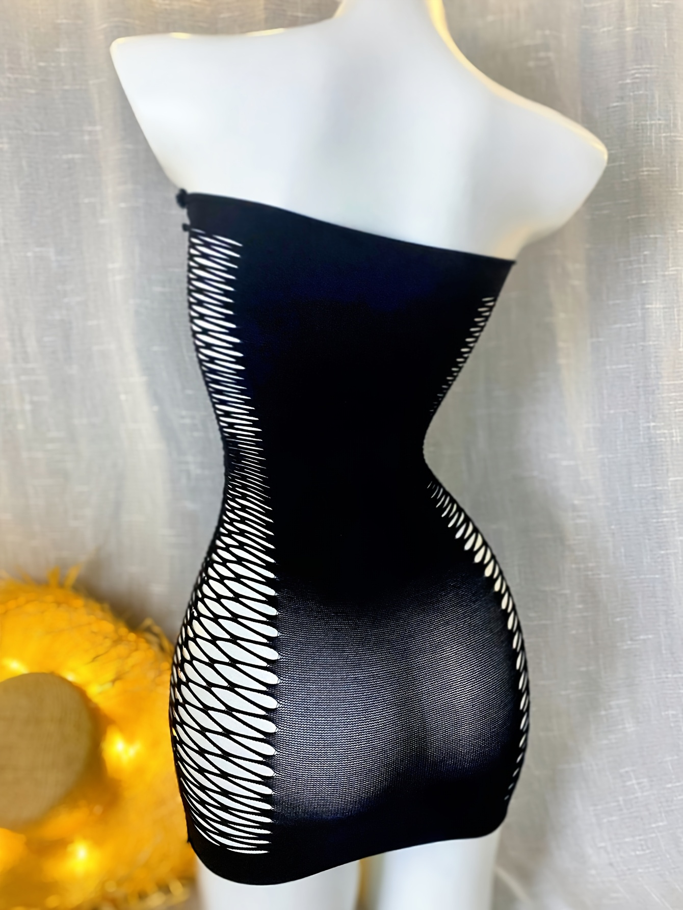 Robe moulante sexy extensible sans manches à col rond tissu tricoté – Image 3