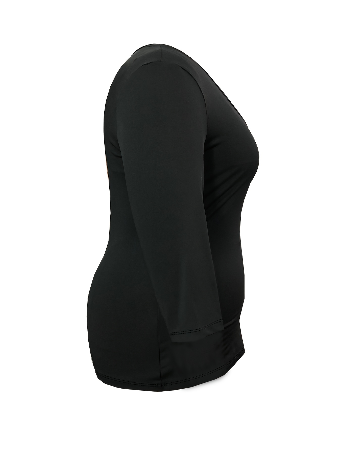 Haut à col rond avec décolleté bretelles croisées en tissu tricoté extensible à manches longues – Image 3