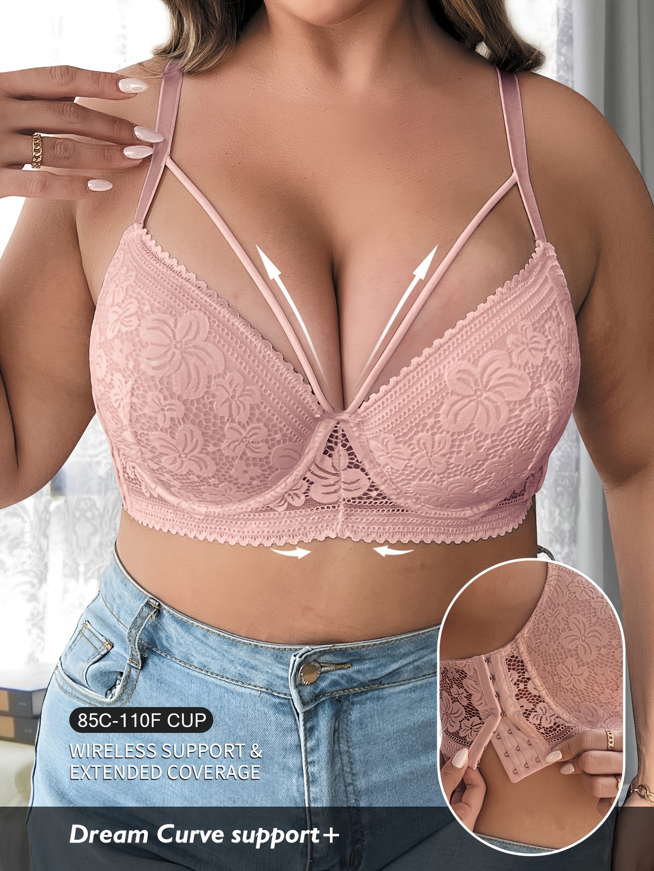 Soutien gorge en dentelle avec noeud avec anti-décollement & rassemblement – Image 2